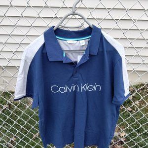 Calvin Klein Cotton Short Sleeve Blue Polo Shirt Size Large NWT